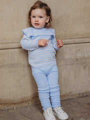 'Guy' Baby blue & beige Stripe Sailor Collar knitted top & legging set - Rose & Albert
