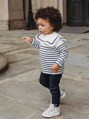 'Alfred' Navy Stripe Sailor Collar top & legging set