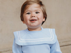 'William' baby blue & white knitted suit with sailor collar - Rose & Albert