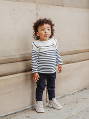 'Alfred' Navy Stripe Sailor Collar top & legging set