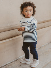 'Alfred' Navy Stripe Sailor Collar top & legging set