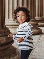 'Alfred' Navy Stripe Sailor Collar top & legging set