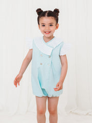 'Sophia' mint green pleated collar romper
