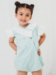 'Sophia' mint green pleated collar romper