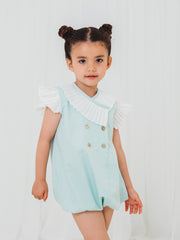 'Sophia' mint green pleated collar romper