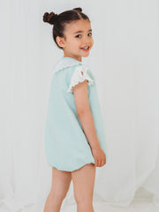 'Sophia' mint green pleated collar romper