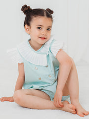 'Sophia' mint green pleated collar romper