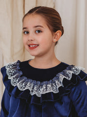 Evie Navy velvet & lace dress