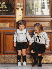 'Elsie' monochrome sailor collar 2 piece set