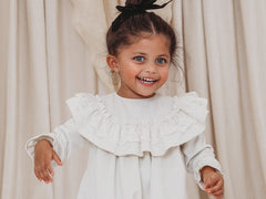 Margot Ivory velvet & lace romper