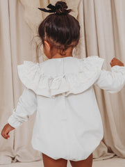 Margot Ivory velvet & lace romper