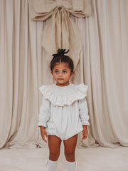 Margot Ivory velvet & lace romper