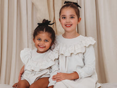 Evie Ivory velvet & lace dress