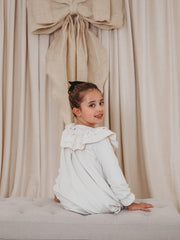 Evie Ivory velvet & lace dress