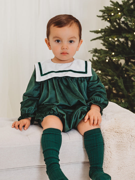 Holly Luxe Sailor Collar Velvet Romper