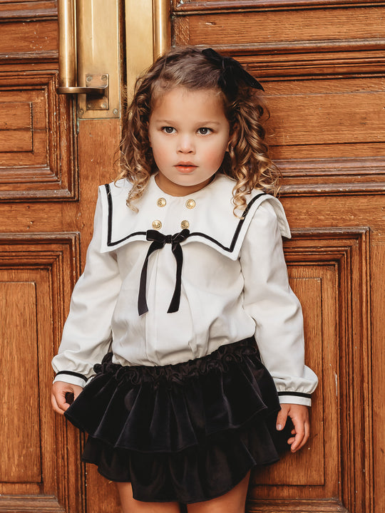 'Elsie' monochrome sailor collar 2 piece set