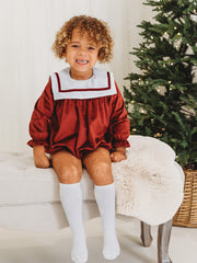 Ruby Luxe Sailor Collar Velvet Romper