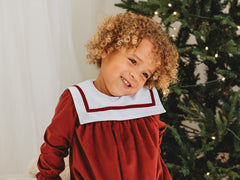 Ruby Luxe Sailor Collar Velvet Romper