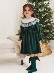 Holly Luxe Velvet Dress with statement lace collar