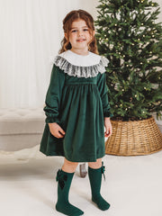 Holly Luxe Velvet Dress with statement lace collar