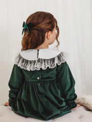 Holly Luxe Velvet Dress with statement lace collar