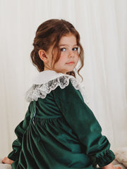 Holly Luxe Velvet Dress with statement lace collar