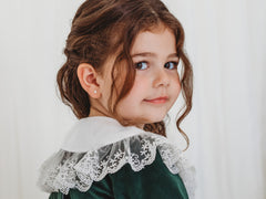 Holly Luxe Velvet Dress with statement lace collar