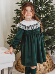 Holly Luxe Velvet Dress with statement lace collar