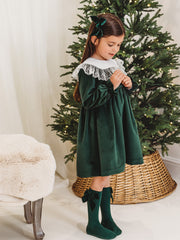 Holly Luxe Velvet Dress with statement lace collar