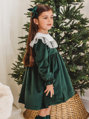 Holly Luxe Velvet Dress with statement lace collar