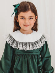 Holly Luxe Velvet Dress with statement lace collar