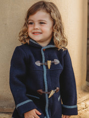 Marae Navy hooded merino wool duffle coat