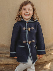 Marae Navy hooded merino wool duffle coat