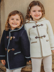 Marae Navy hooded merino wool duffle coat