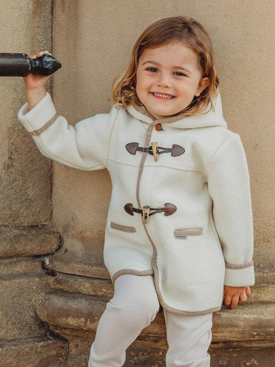 Marae Ivory hooded merino wool duffle coat