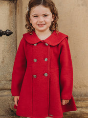 Marae Red Sailor Collar Merino Wool Coat