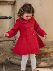 Marae Red Sailor Collar Merino Wool Coat