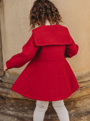Marae Red Sailor Collar Merino Wool Coat