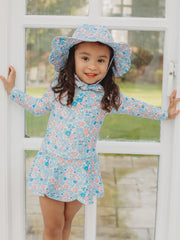 'Betsy' petal collar long sleeved skirted swimsuit