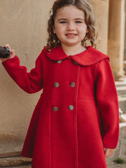Marae Red Sailor Collar Merino Wool Coat