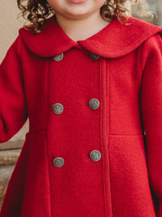Marae Red Sailor Collar Merino Wool Coat