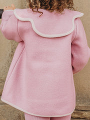 Marae Pink & ivory scallop collar Merino Wool Coat