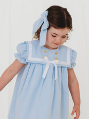 Blue chambray hair bow