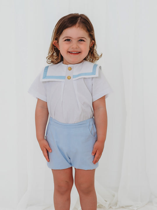 'Freddie' blue chambray sailor set