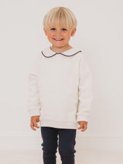 'Ari' Ivory peter pan collar sweatshirt & navy ribbed legging set