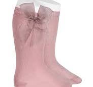 Condor dusky pink organza bow knee socks