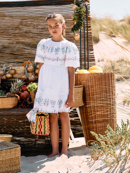 Patachou white puff sleeve dress