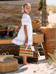 Patachou white puff sleeve dress