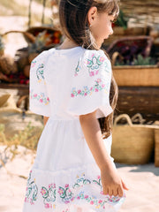 Patachou white puff sleeve dress