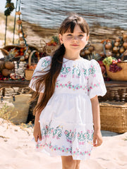 Patachou white puff sleeve dress